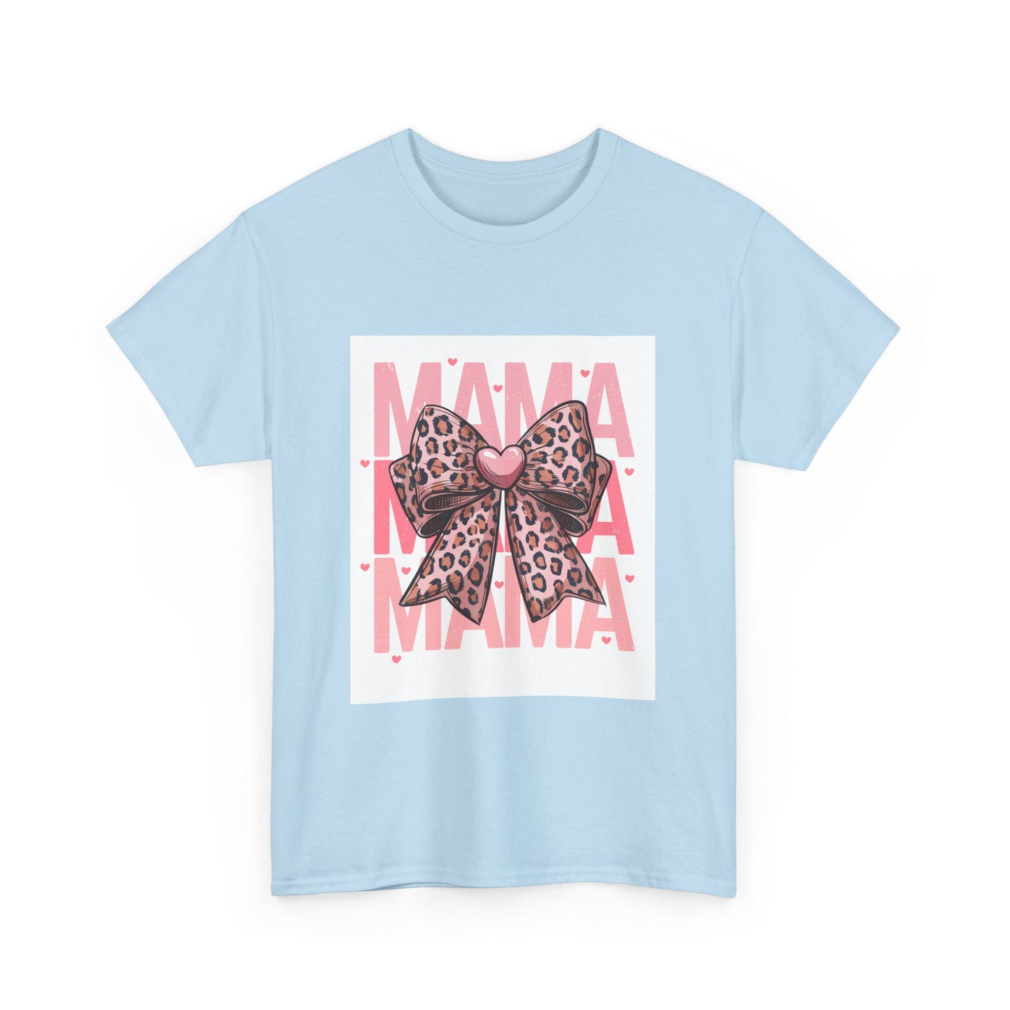 Leopard Bow Mama Tee - Stylish Unisex Heavy Cotton T-Shirt for Moms