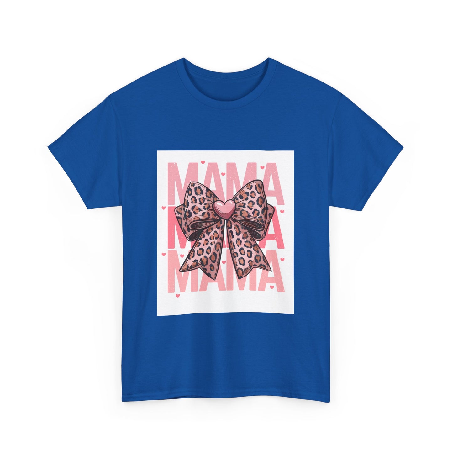 Leopard Bow Mama Tee - Stylish Unisex Heavy Cotton T-Shirt for Moms