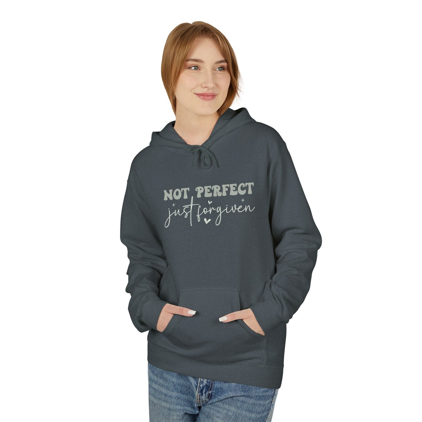 Comfortable Unisex Fleece Hoodie - "Not Perfect, Just Human" | Casual Wear, Gifting, Self-Care, Cozy Apparel, Everyday Essentials