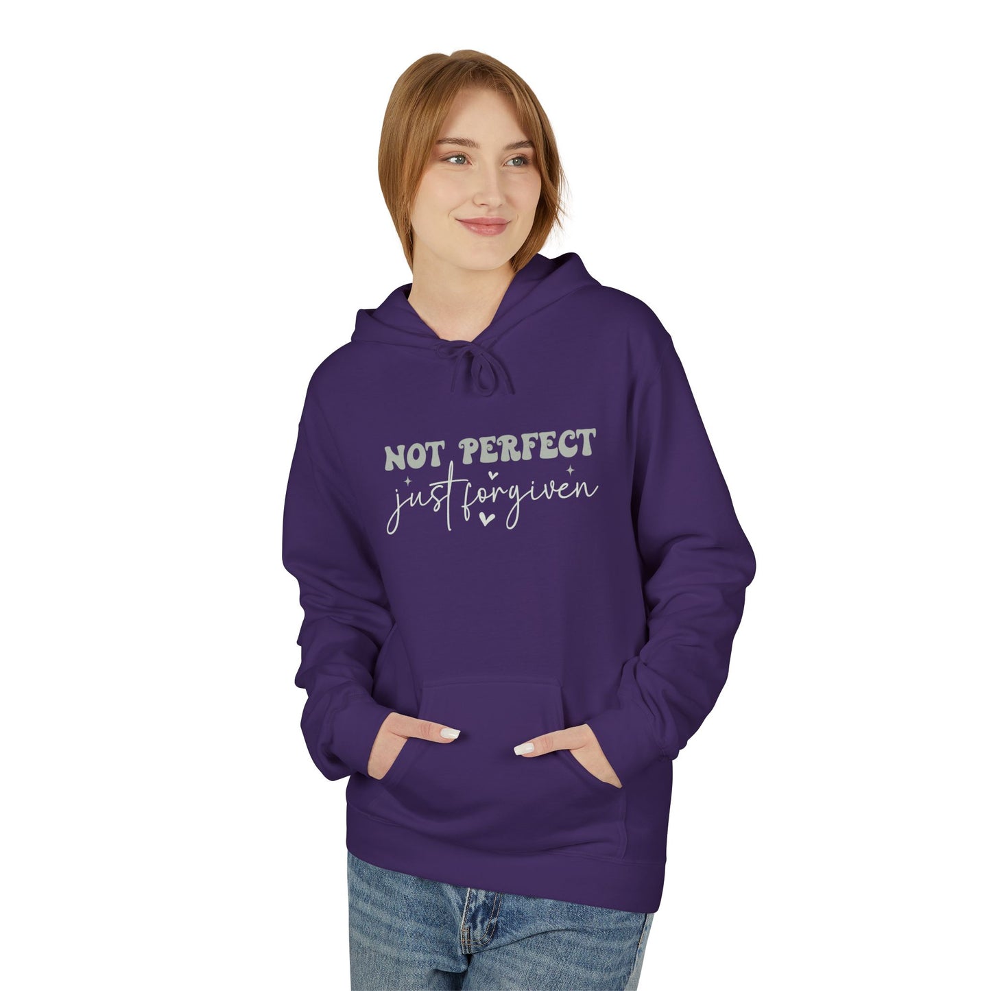 Comfortable Unisex Fleece Hoodie - "Not Perfect, Just Human" | Casual Wear, Gifting, Self-Care, Cozy Apparel, Everyday Essentials