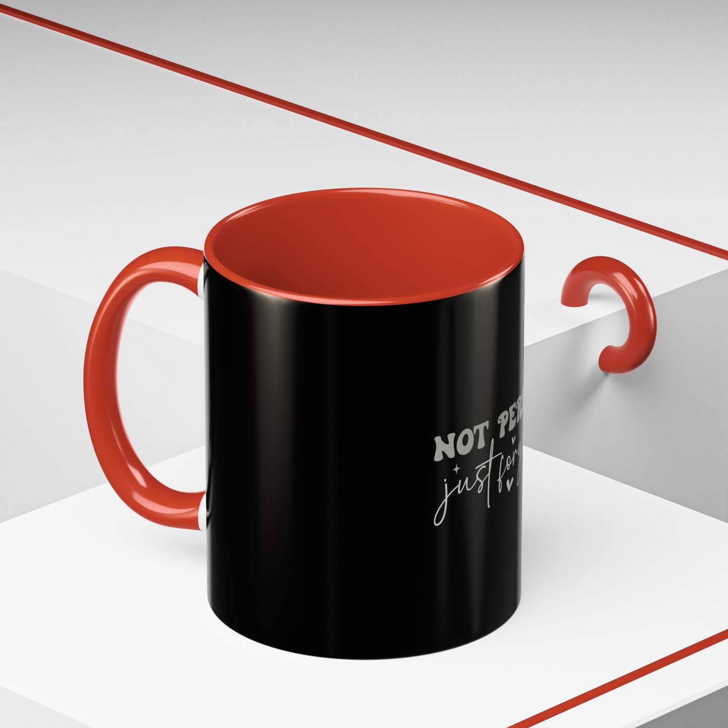 Not Perfect Just Forgiven Coffee Mug, Inspirational Quote Mug, Black Accent Mug, Comfort Gift for Friends, Motivational Coffee Cup