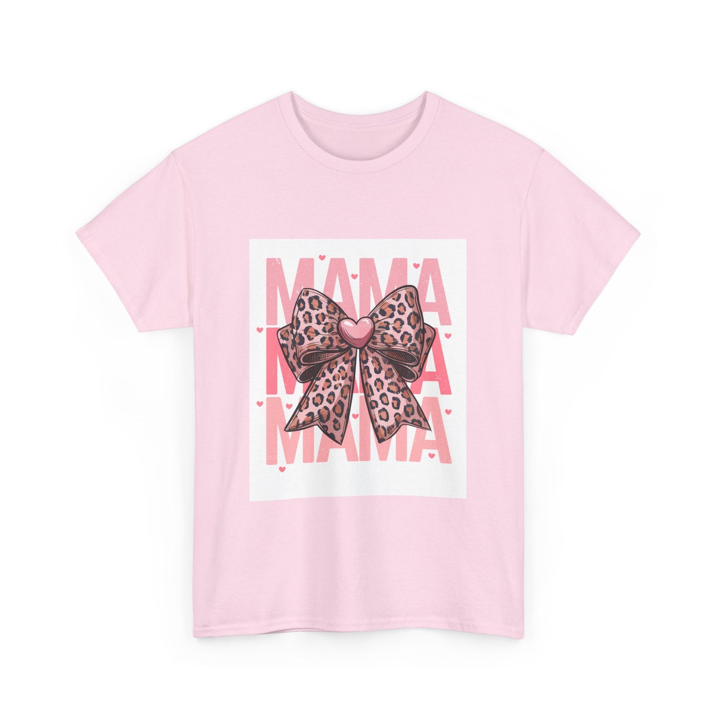 Leopard Bow Mama Tee - Stylish Unisex Heavy Cotton T-Shirt for Moms