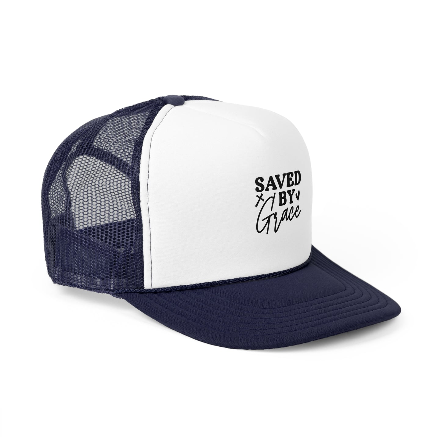 Trucker Cap - Saved by Grace, Faith Hat for Believers, Inspirational Headwear, Christian Gift for Him/Her, Casual Style Accessory