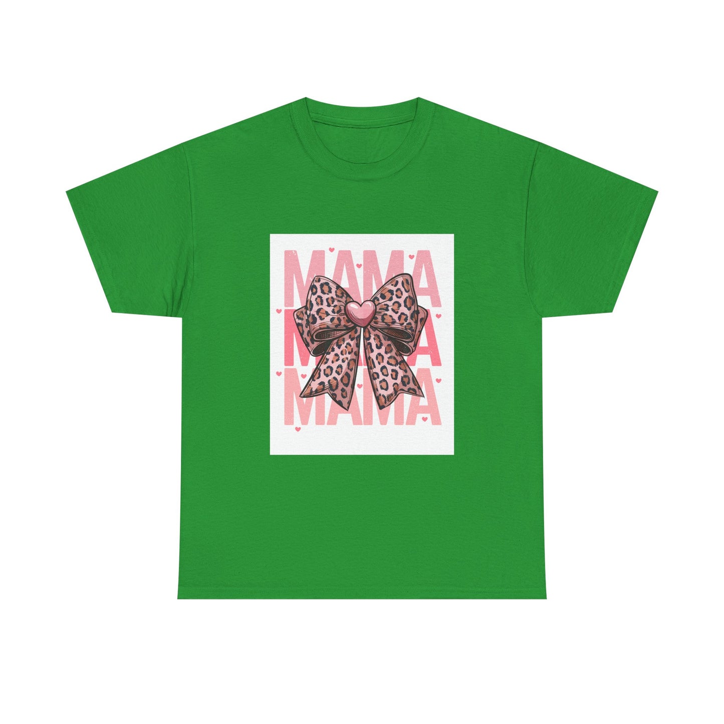 Leopard Bow Mama Tee - Stylish Unisex Heavy Cotton T-Shirt for Moms