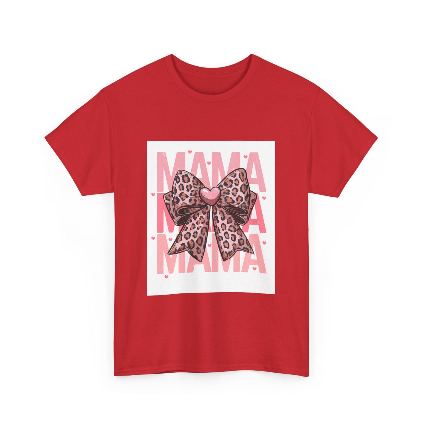 Leopard Bow Mama Tee - Stylish Unisex Heavy Cotton T-Shirt for Moms