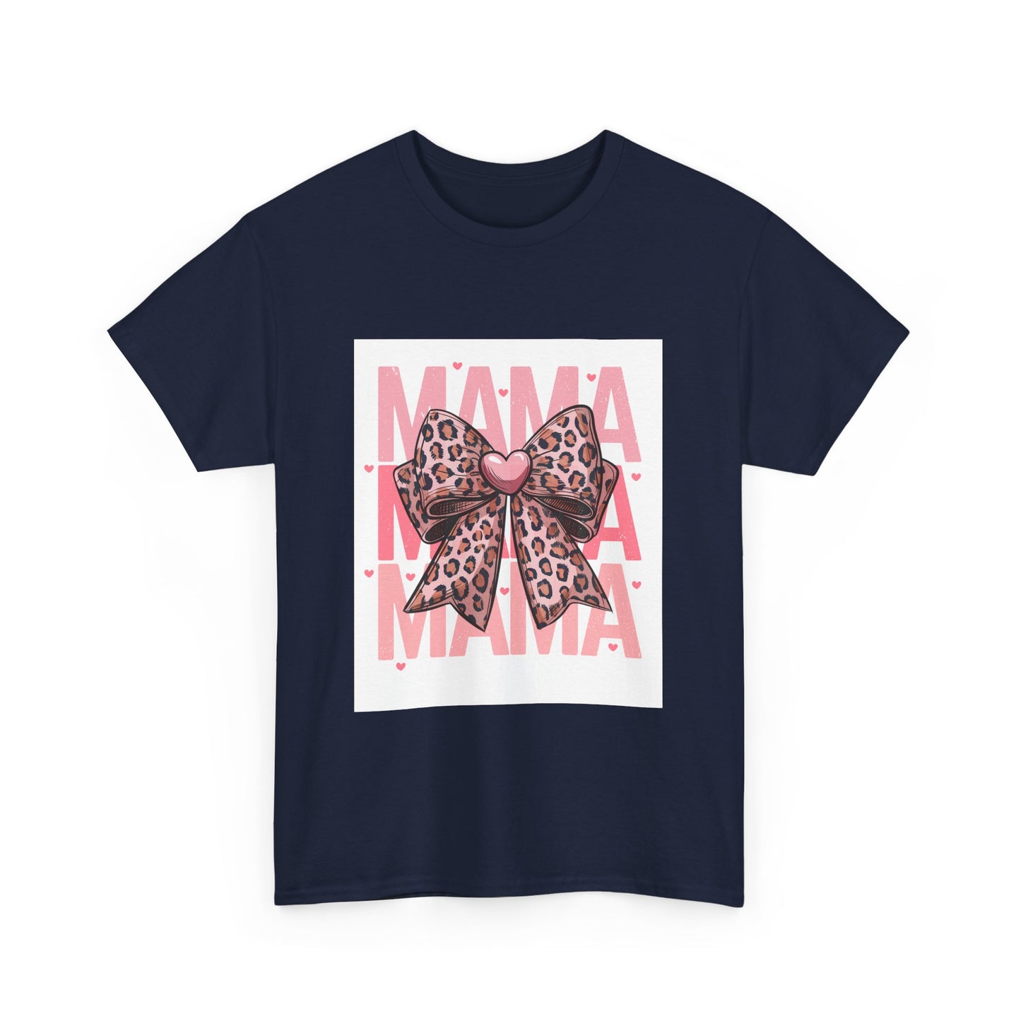Leopard Bow Mama Tee - Stylish Unisex Heavy Cotton T-Shirt for Moms