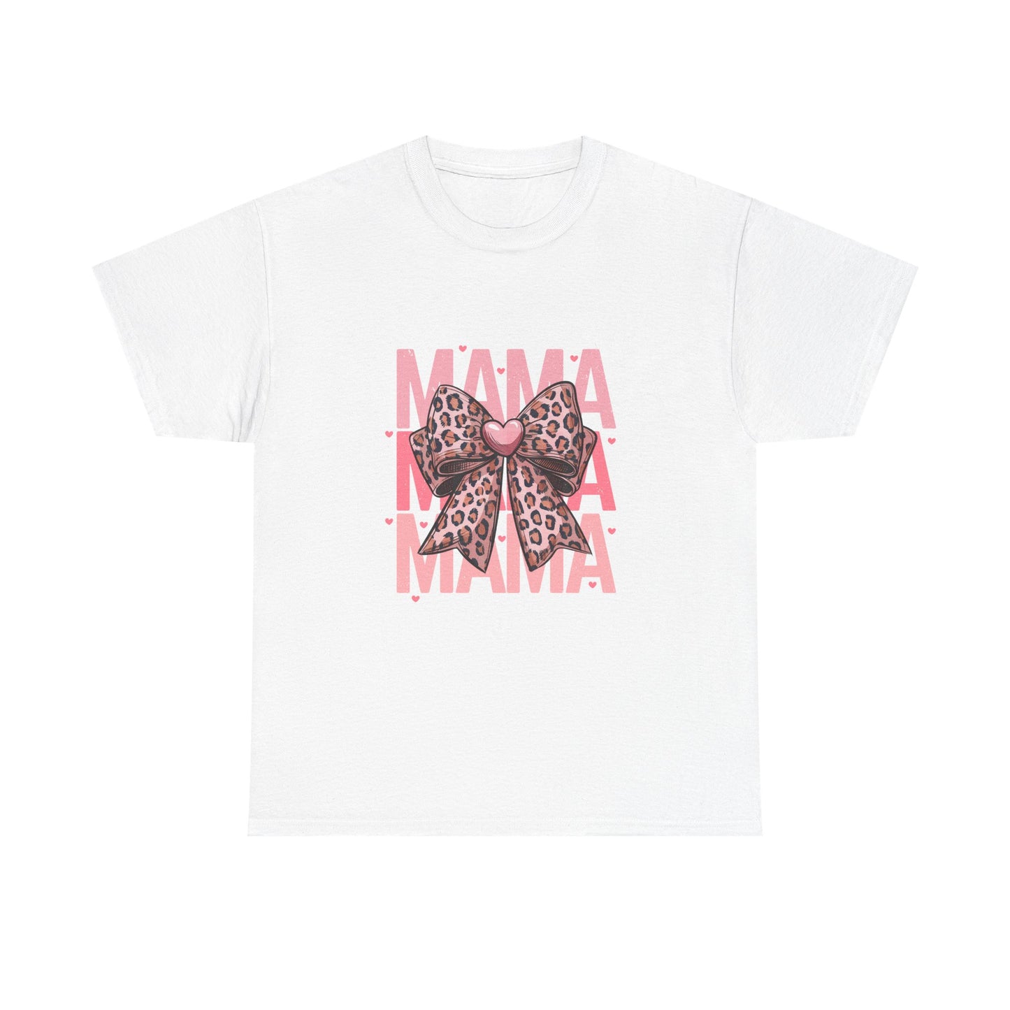 Leopard Bow Mama Tee - Stylish Unisex Heavy Cotton T-Shirt for Moms