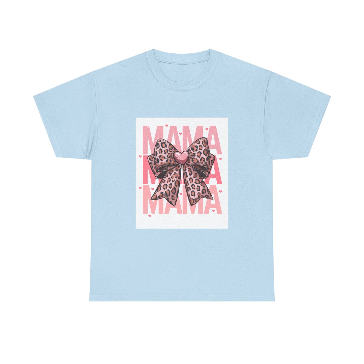 Leopard Bow Mama Tee - Stylish Unisex Heavy Cotton T-Shirt for Moms
