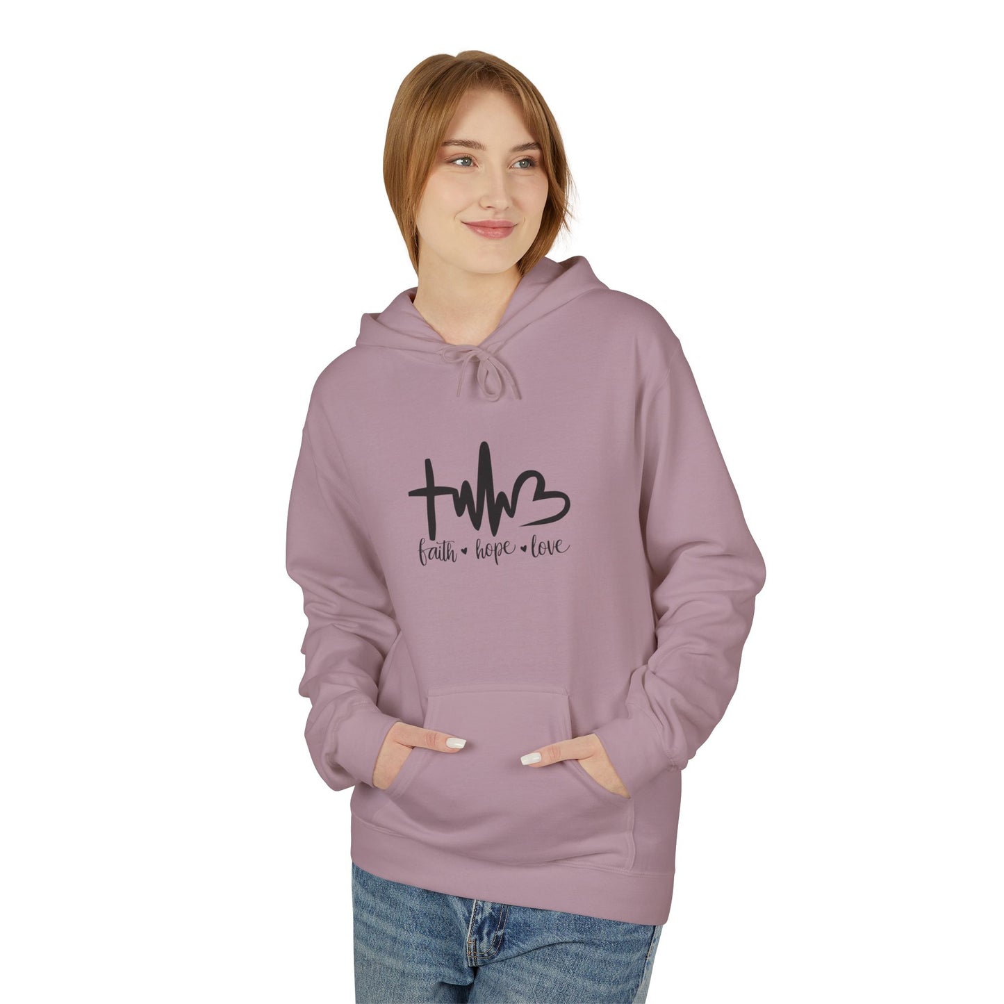 Unisex Fleece Hoodie - Faith, Hope, Love Design, Cozy Gift, Casual Wear, Spiritual Style, Everyday Comfort Wear, Warm Hoodie