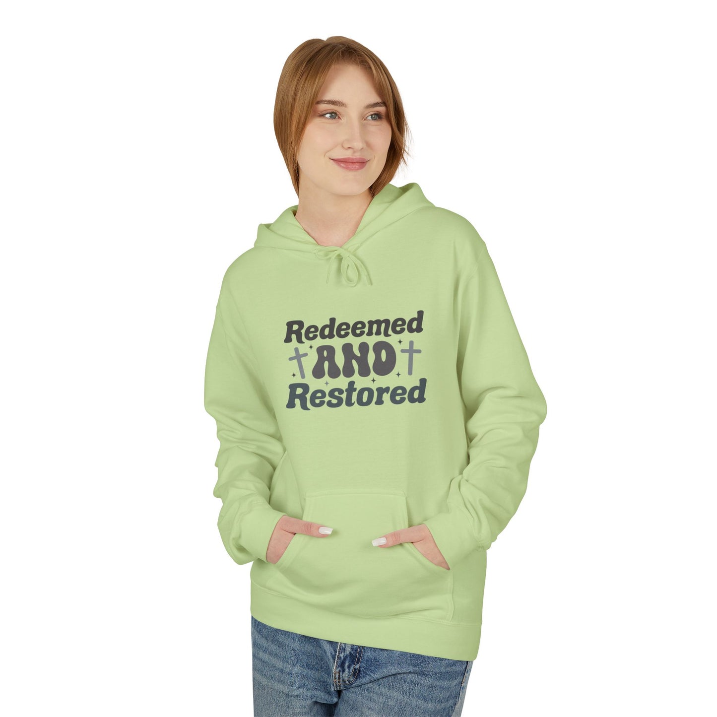 Redeemed & Restored Hoodie, Inspirational Fleece Hoodie, Faith-Based Sweatshirt, Christian Apparel, Unisex Casual Wear