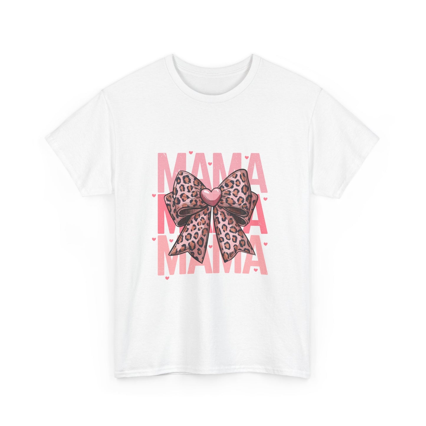 Leopard Bow Mama Tee - Stylish Unisex Heavy Cotton T-Shirt for Moms