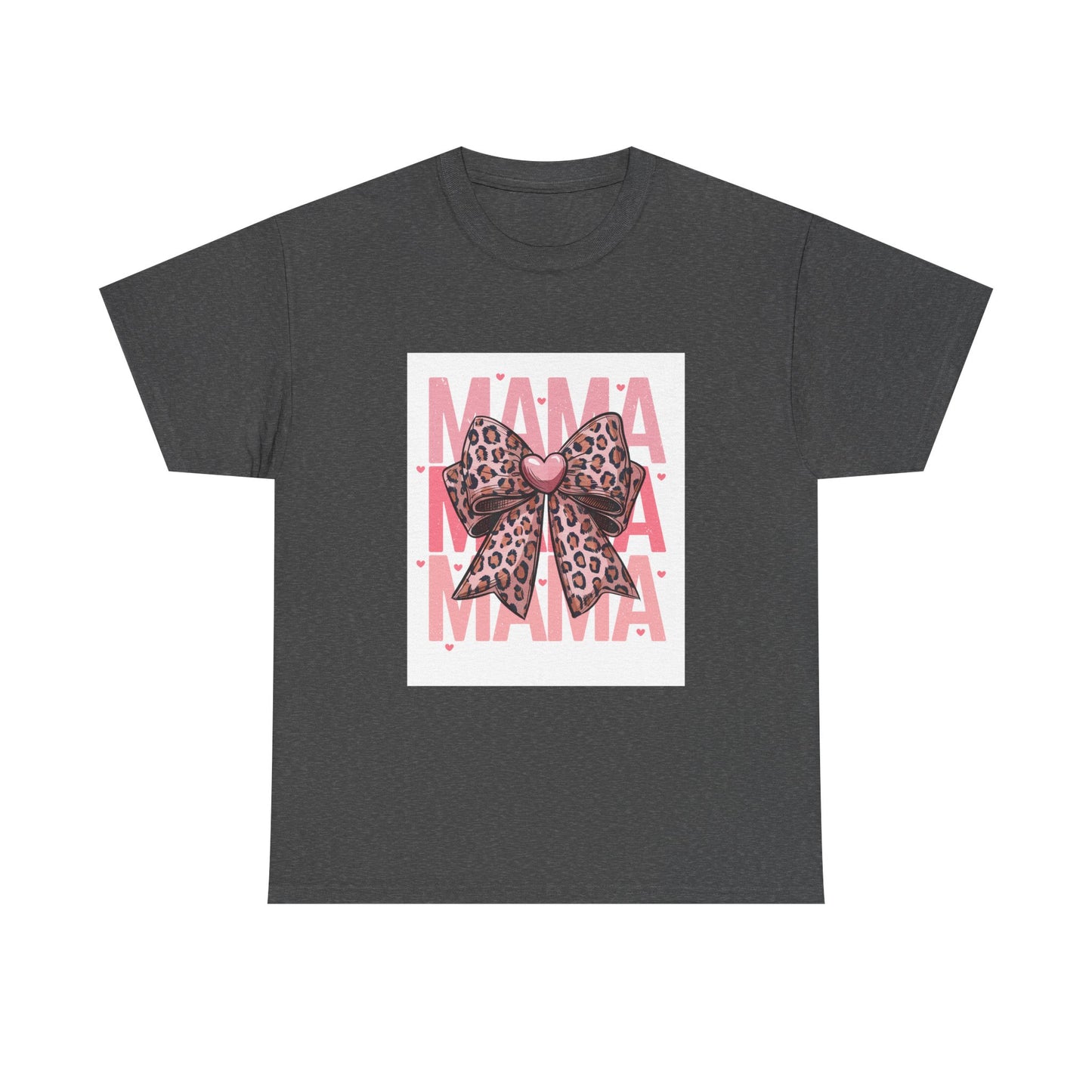 Leopard Bow Mama Tee - Stylish Unisex Heavy Cotton T-Shirt for Moms