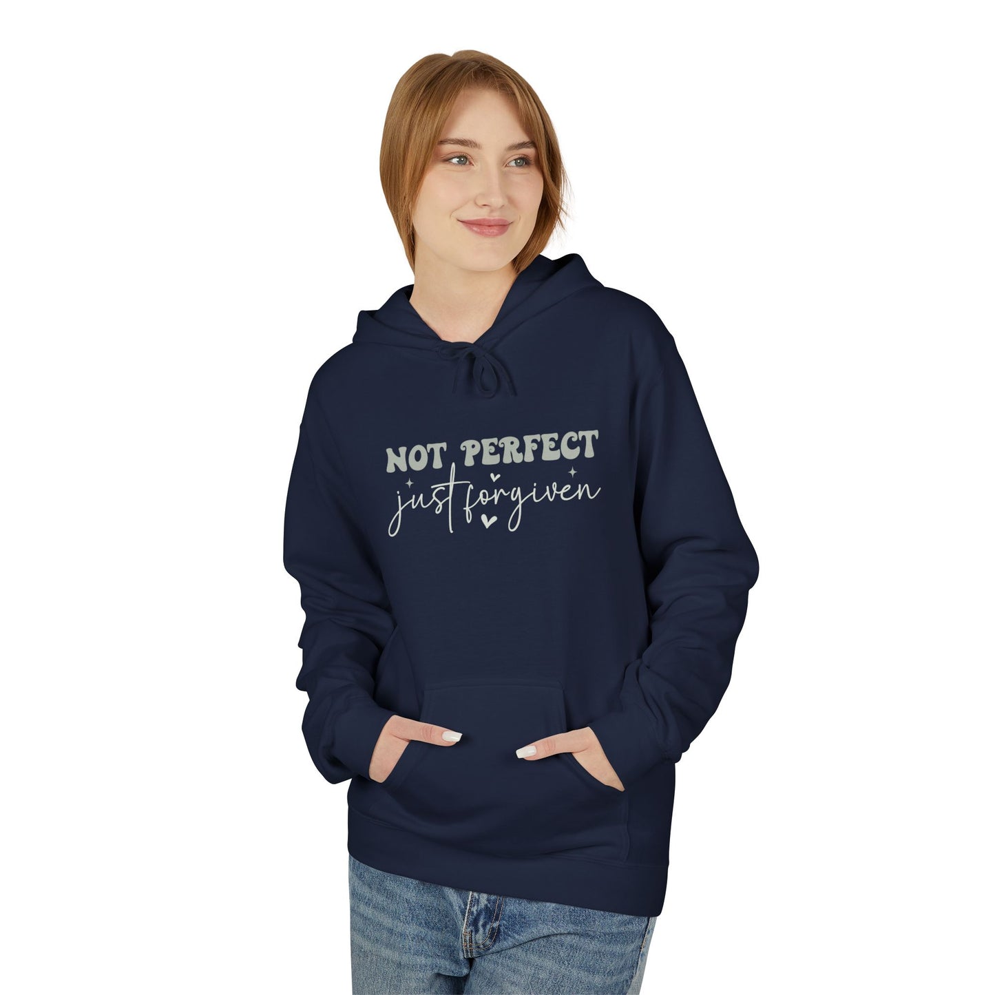 Comfortable Unisex Fleece Hoodie - "Not Perfect, Just Human" | Casual Wear, Gifting, Self-Care, Cozy Apparel, Everyday Essentials