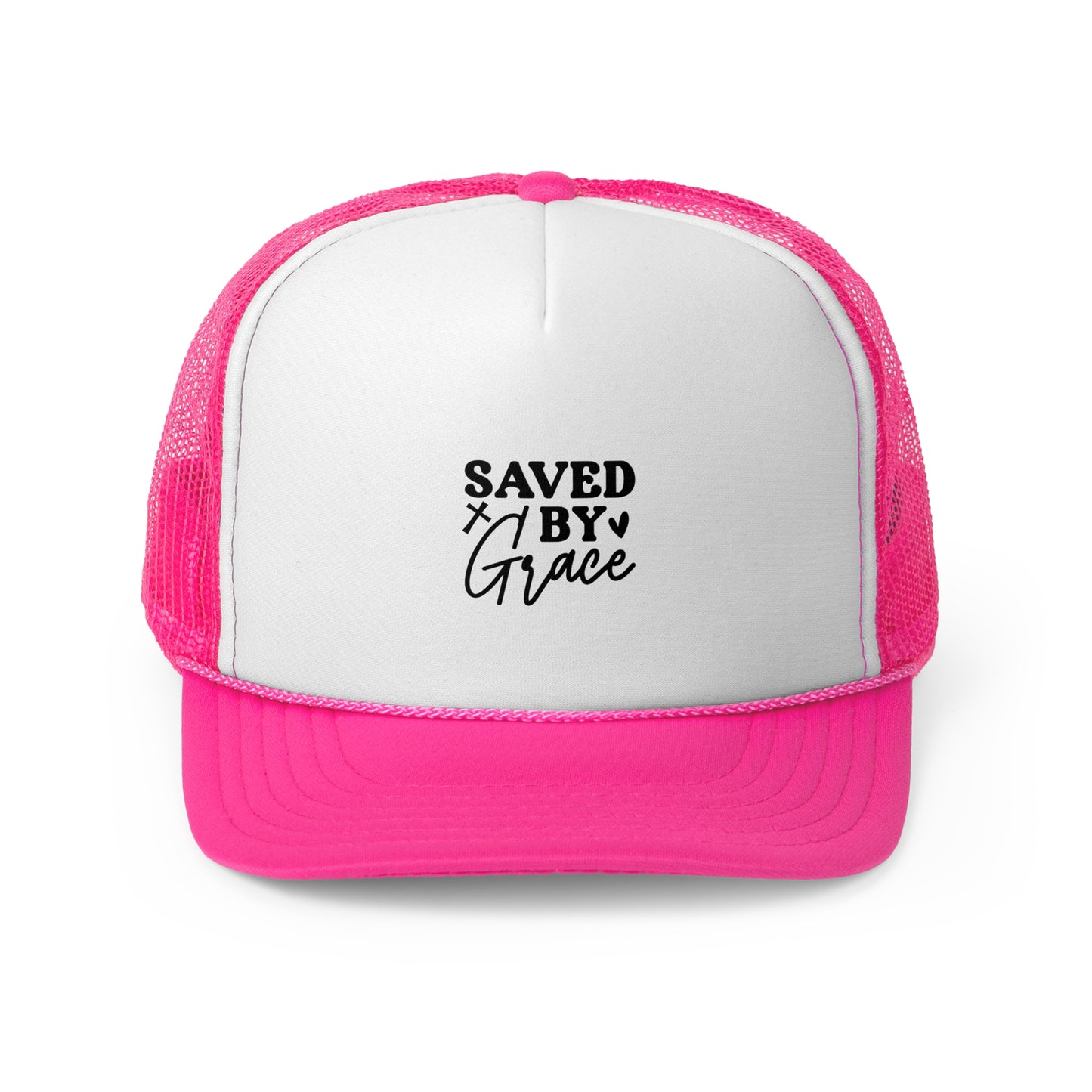 Trucker Cap - Saved by Grace, Faith Hat for Believers, Inspirational Headwear, Christian Gift for Him/Her, Casual Style Accessory