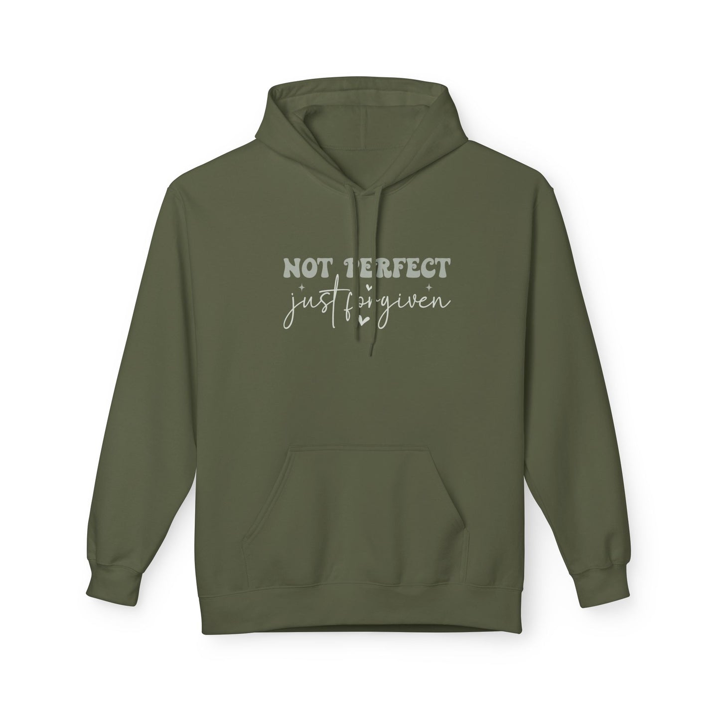 Comfortable Unisex Fleece Hoodie - "Not Perfect, Just Human" | Casual Wear, Gifting, Self-Care, Cozy Apparel, Everyday Essentials