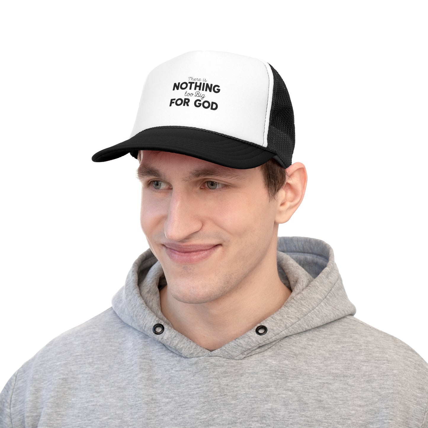 Inspirational Trucker Cap | Nothing Too Big For God | Faith Apparel | Religious Hat | Gift for Believers | Christian Accessories