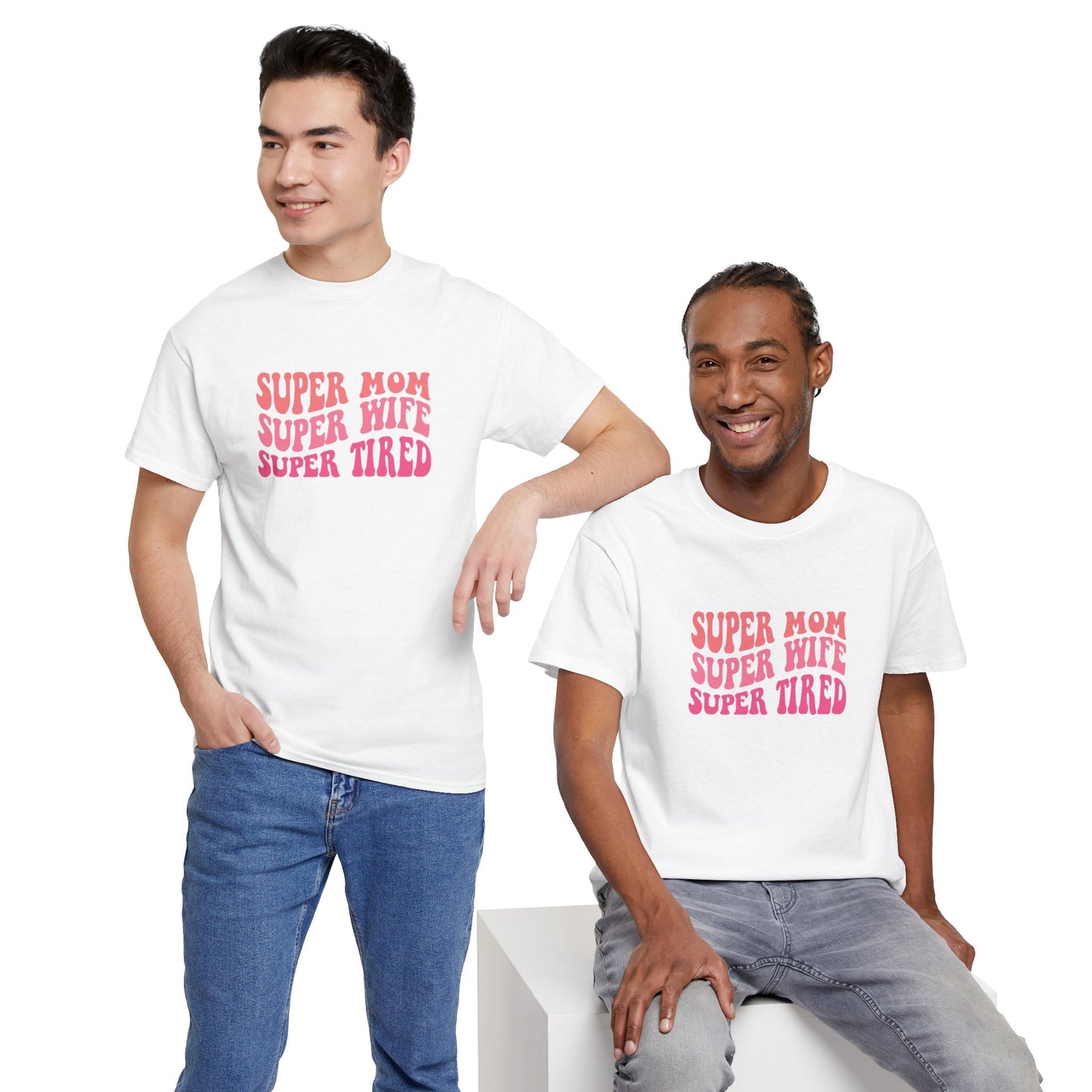 Super Mom Super Wife Super Tired Unisex Heavy Cotton Tee - Perfect Gift for Mothers
