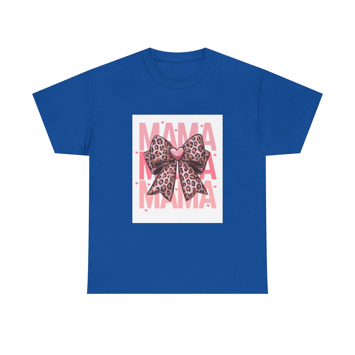 Leopard Bow Mama Tee - Stylish Unisex Heavy Cotton T-Shirt for Moms