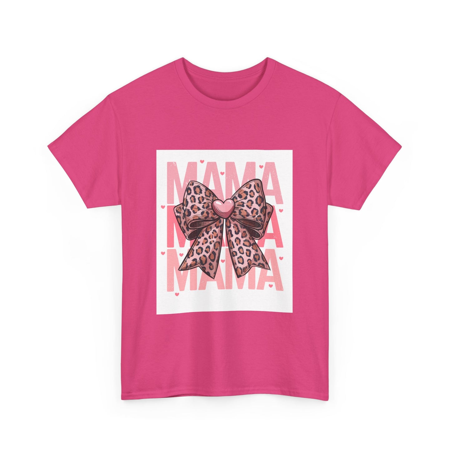 Leopard Bow Mama Tee - Stylish Unisex Heavy Cotton T-Shirt for Moms