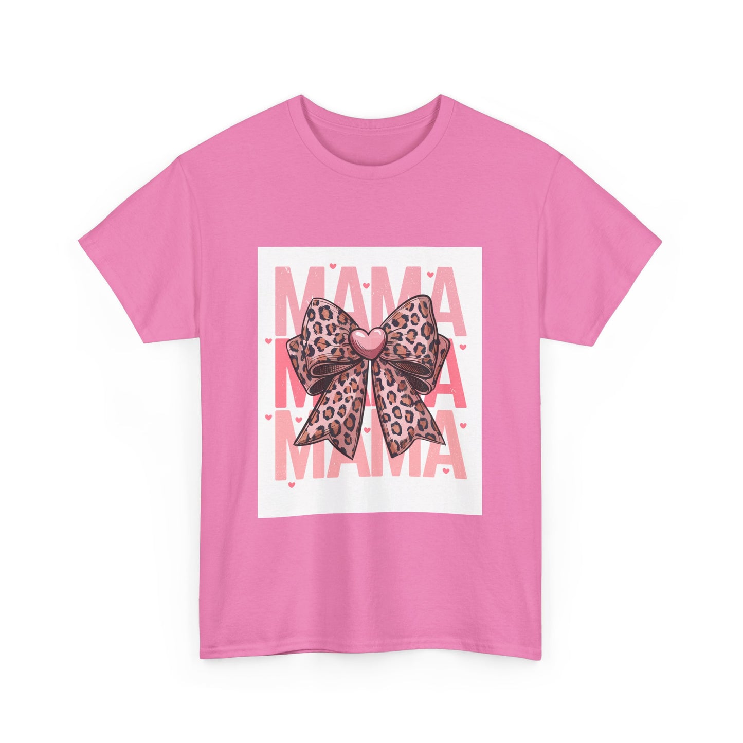 Leopard Bow Mama Tee - Stylish Unisex Heavy Cotton T-Shirt for Moms