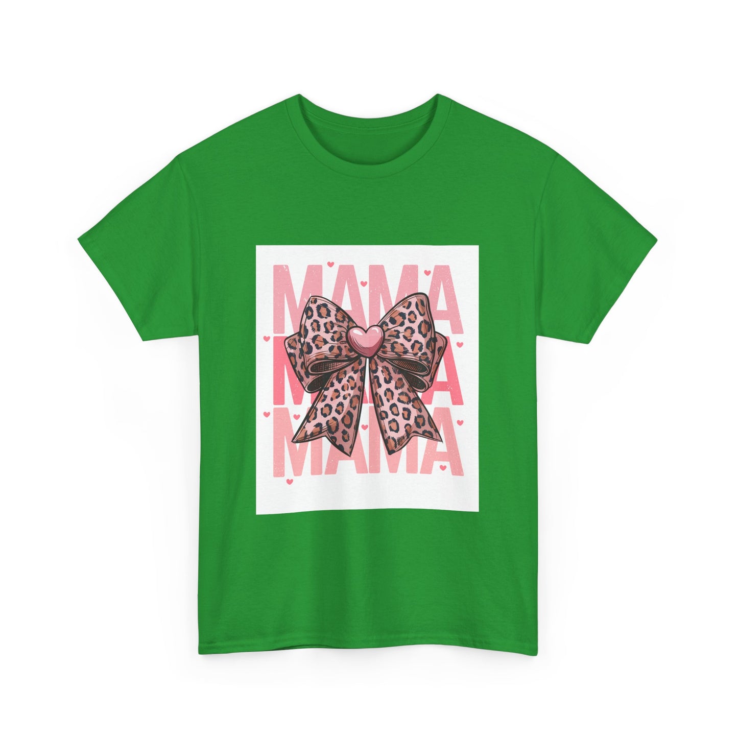 Leopard Bow Mama Tee - Stylish Unisex Heavy Cotton T-Shirt for Moms