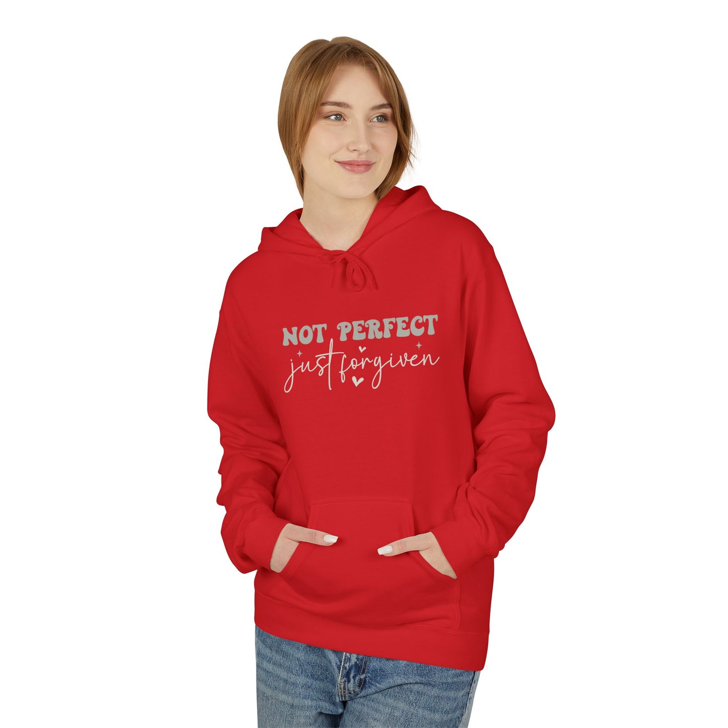 Comfortable Unisex Fleece Hoodie - "Not Perfect, Just Human" | Casual Wear, Gifting, Self-Care, Cozy Apparel, Everyday Essentials