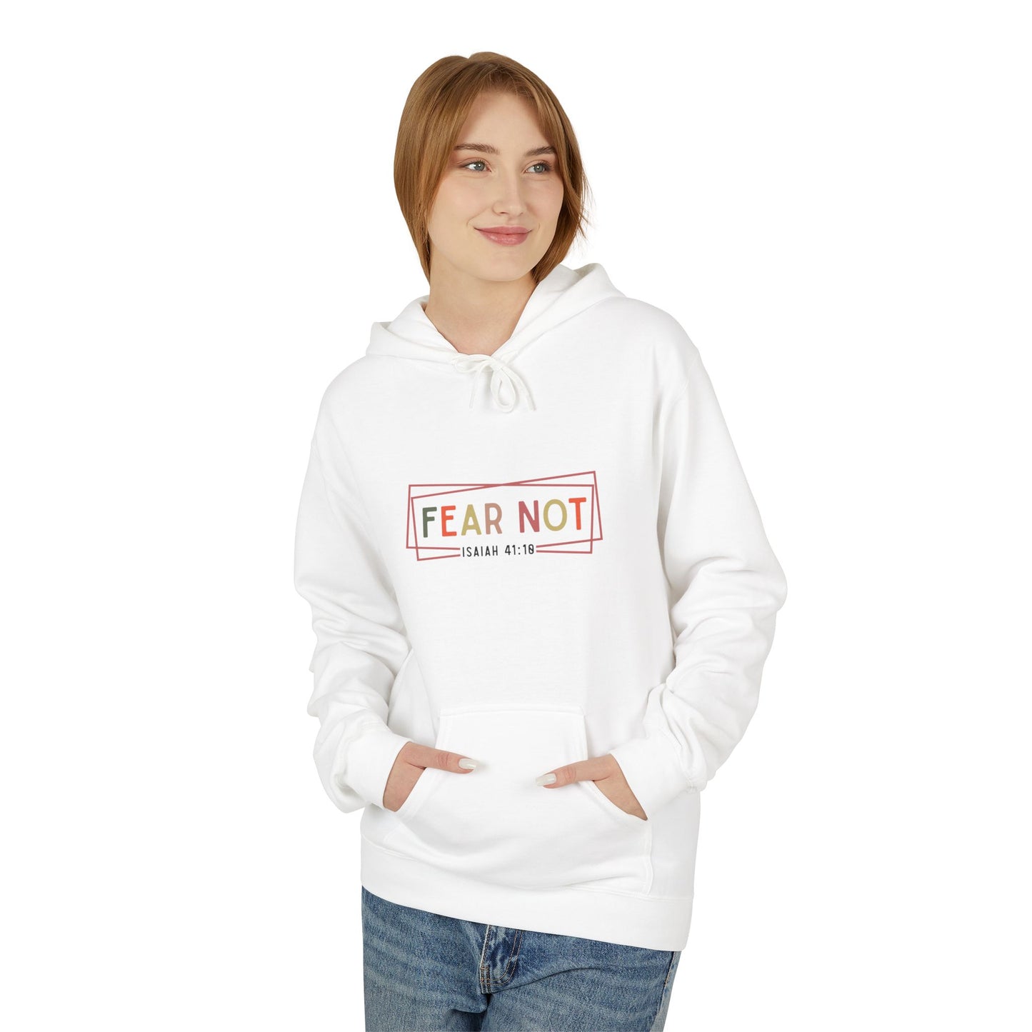 Fear Not Inspirational Fleece Hoodie, Cozy Unisex Pullover, Motivational Sweatshirt, Gift for Friends, Casual Wear, Winter Layer
