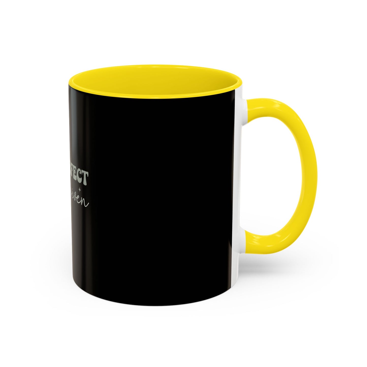 Not Perfect Just Forgiven Coffee Mug, Inspirational Quote Mug, Black Accent Mug, Comfort Gift for Friends, Motivational Coffee Cup