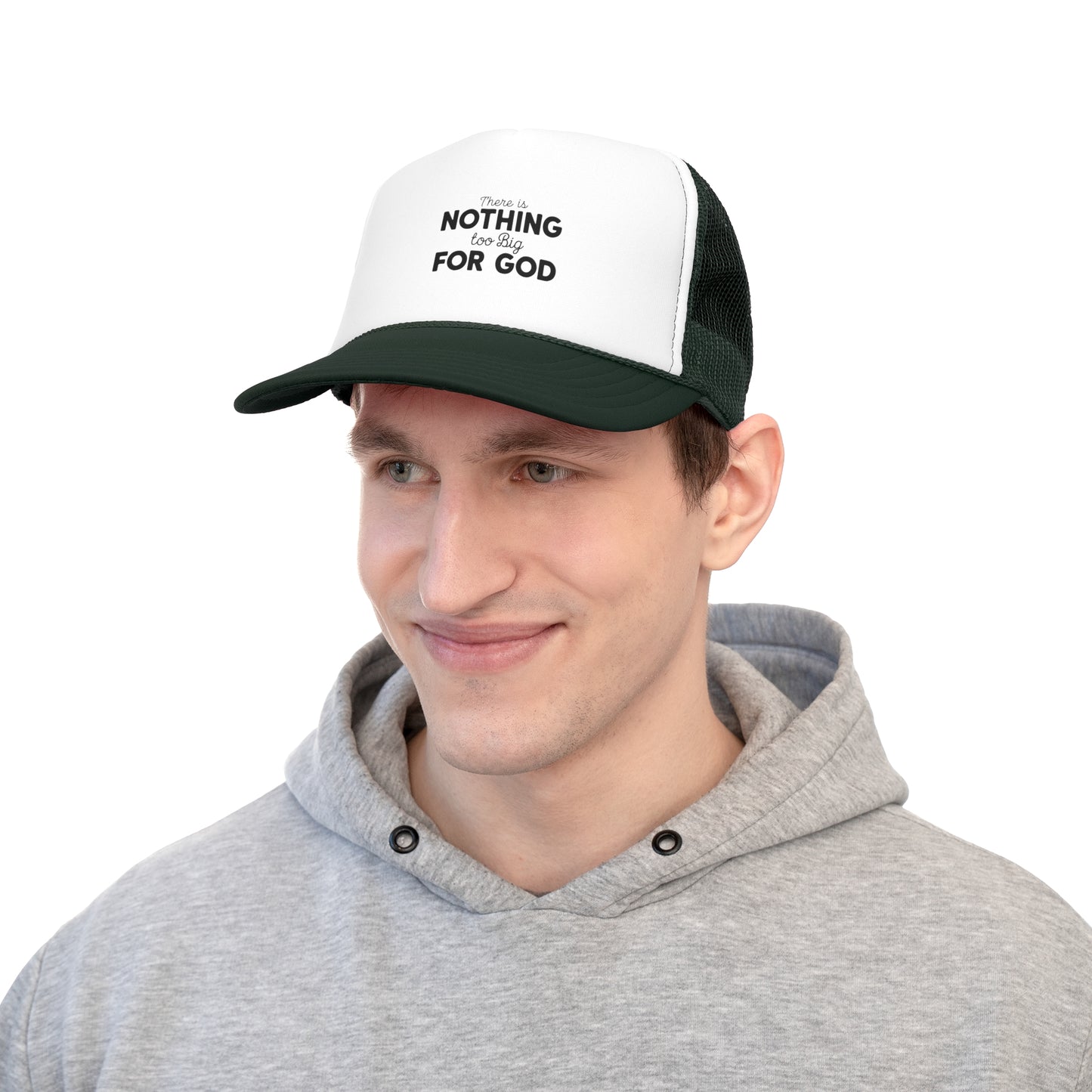 Inspirational Trucker Cap | Nothing Too Big For God | Faith Apparel | Religious Hat | Gift for Believers | Christian Accessories