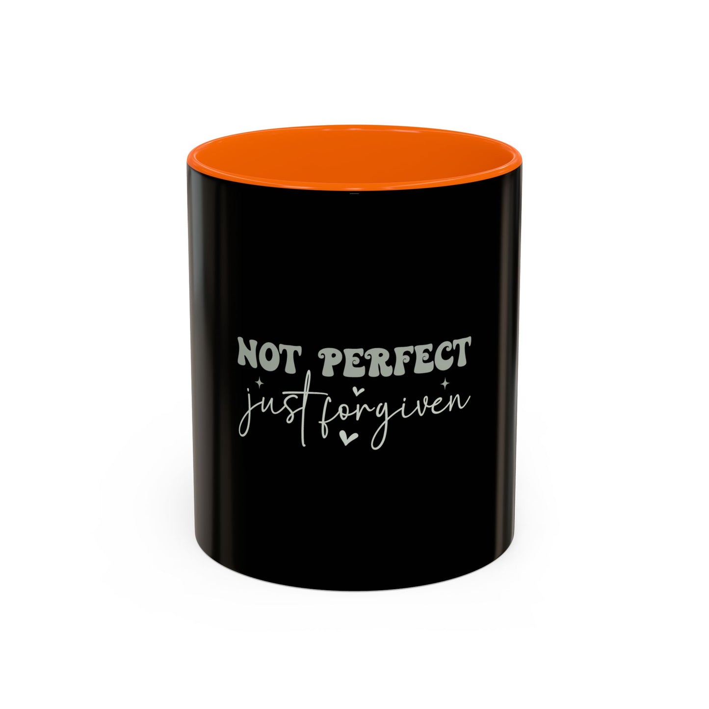 Not Perfect Just Forgiven Coffee Mug, Inspirational Quote Mug, Black Accent Mug, Comfort Gift for Friends, Motivational Coffee Cup
