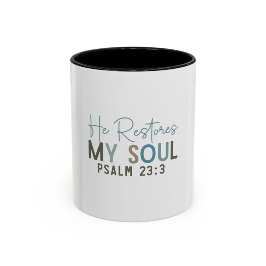 Inspirational Coffee Mug - "He Restores My Soul" Psalm 23:3, Faith Mug, Religious Gift, Christian Quote Mug, Motivational Coffee Cup, [...]