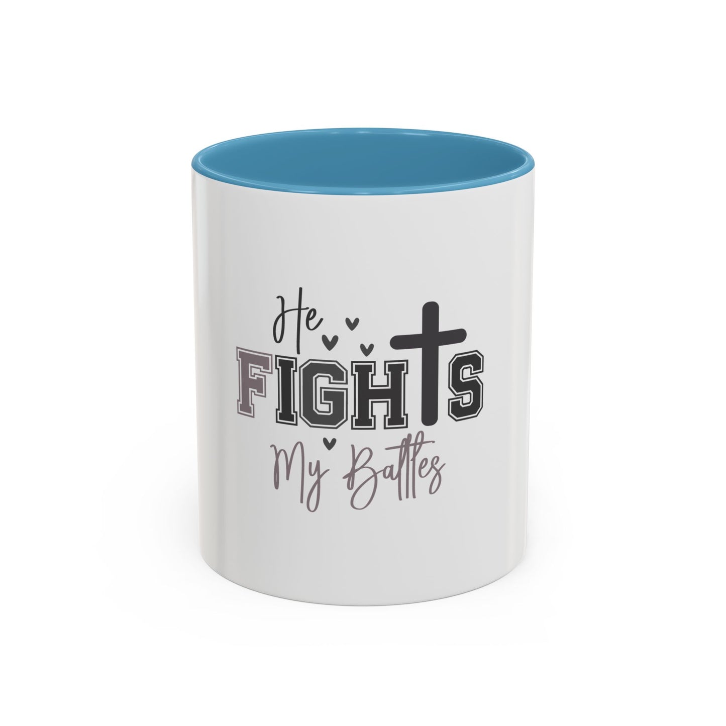 Inspirational Coffee Mug - He Fights My Battles, Motivational Gift for Believers, Faith-Based Home Decor, Christian Drinkware, [...]