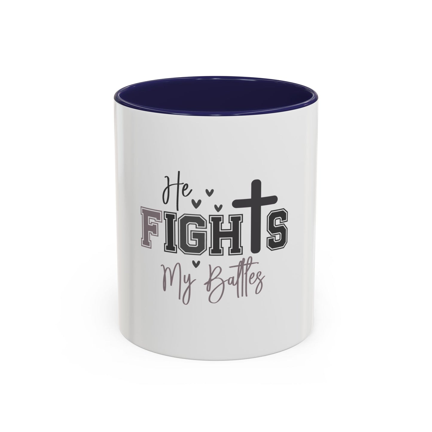 Inspirational Coffee Mug - He Fights My Battles, Motivational Gift for Believers, Faith-Based Home Decor, Christian Drinkware, [...]
