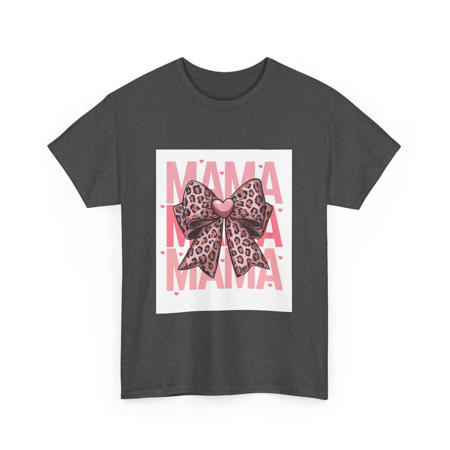 Leopard Bow Mama Tee - Stylish Unisex Heavy Cotton T-Shirt for Moms