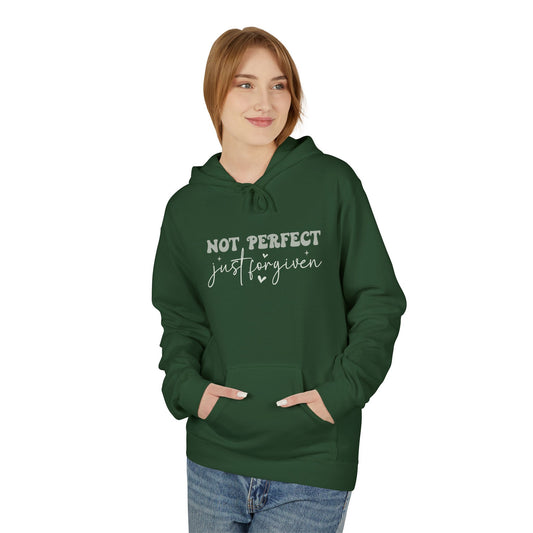 Comfortable Unisex Fleece Hoodie - "Not Perfect, Just Human" | Casual Wear, Gifting, Self-Care, Cozy Apparel, Everyday Essentials