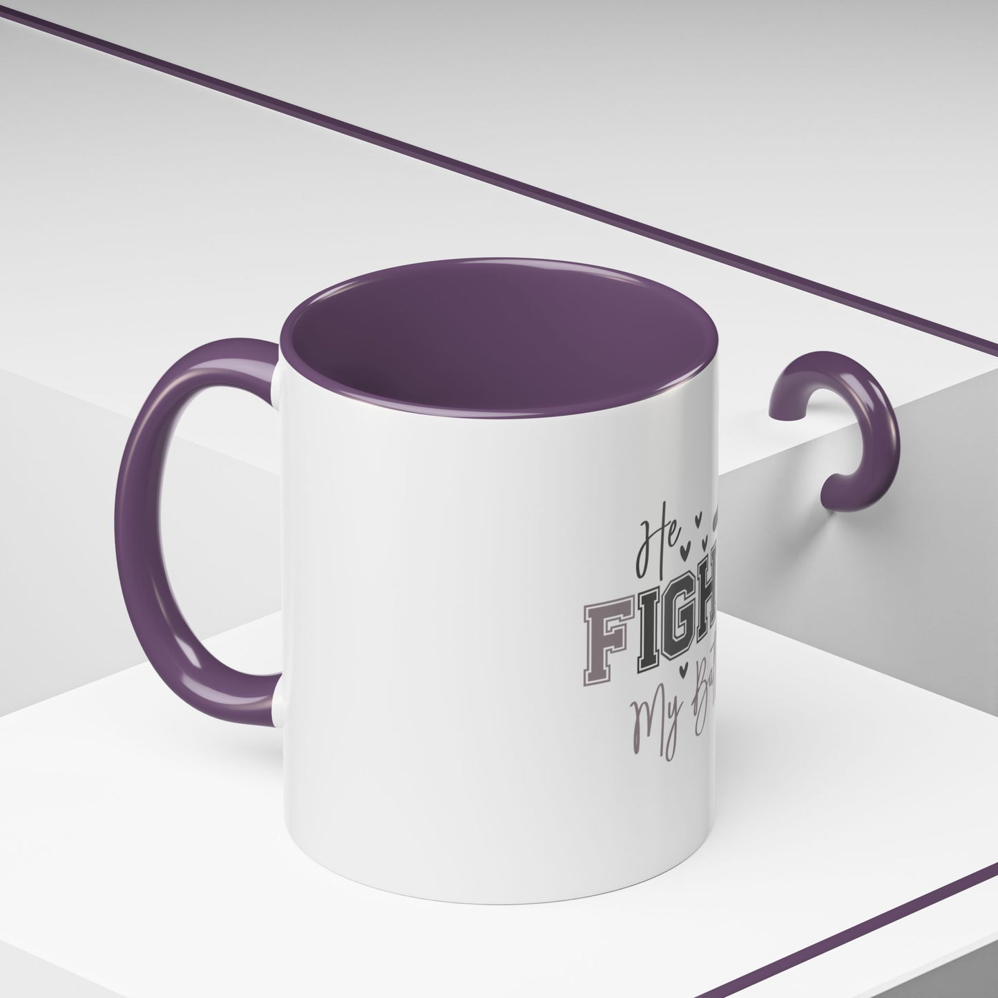 Inspirational Coffee Mug - He Fights My Battles, Motivational Gift for Believers, Faith-Based Home Decor, Christian Drinkware, [...]
