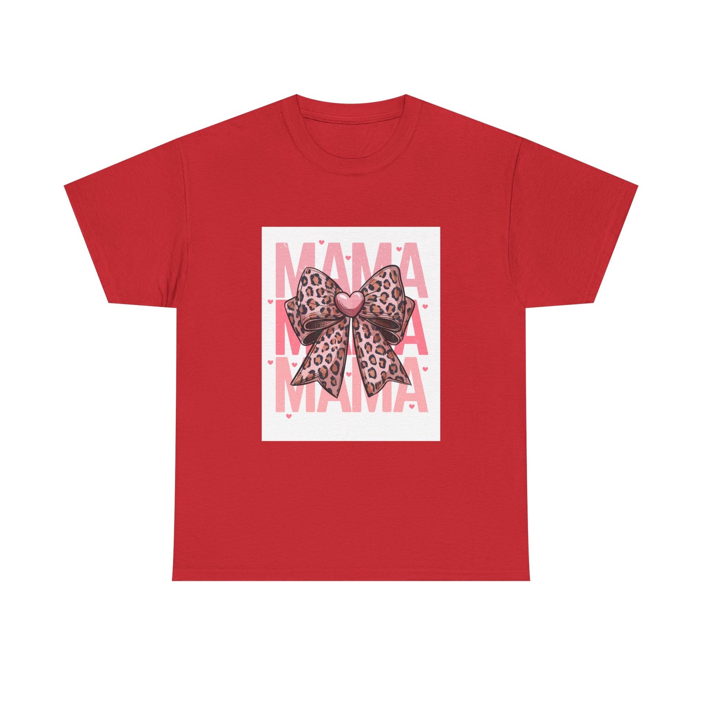 Leopard Bow Mama Tee - Stylish Unisex Heavy Cotton T-Shirt for Moms