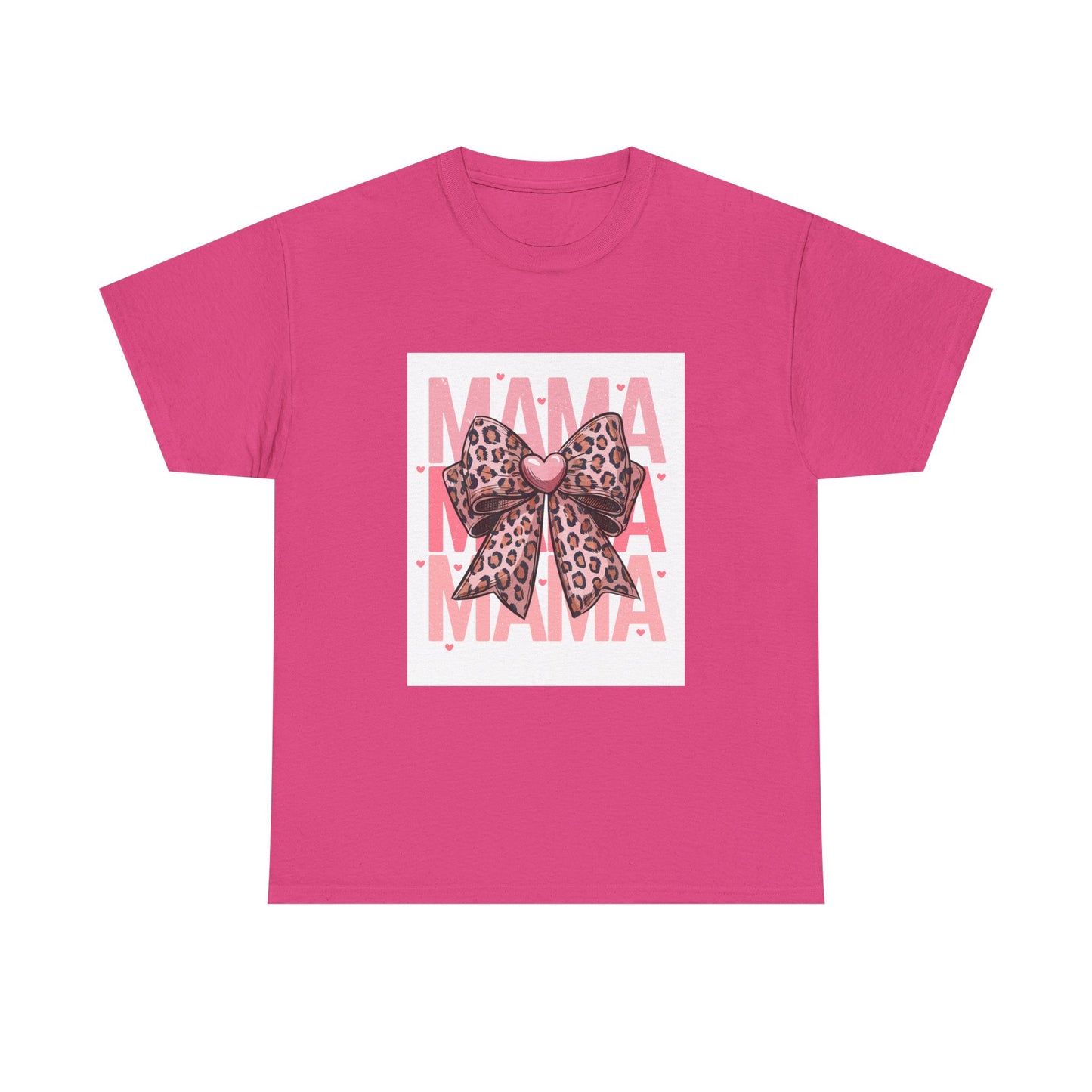 Leopard Bow Mama Tee - Stylish Unisex Heavy Cotton T-Shirt for Moms