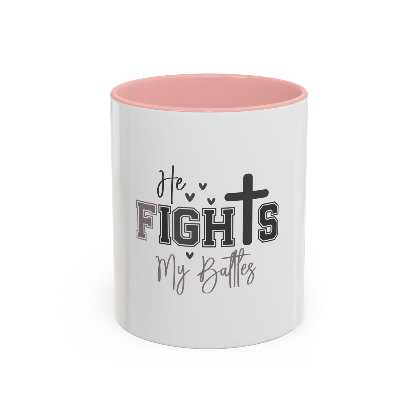 Inspirational Coffee Mug - He Fights My Battles, Motivational Gift for Believers, Faith-Based Home Decor, Christian Drinkware, [...]