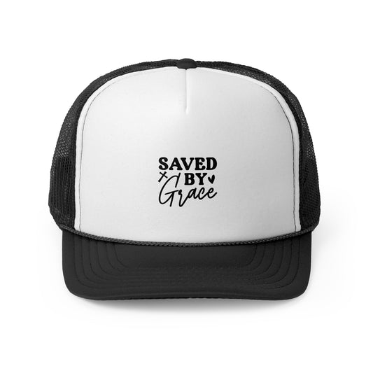Trucker Cap - Saved by Grace, Faith Hat for Believers, Inspirational Headwear, Christian Gift for Him/Her, Casual Style Accessory