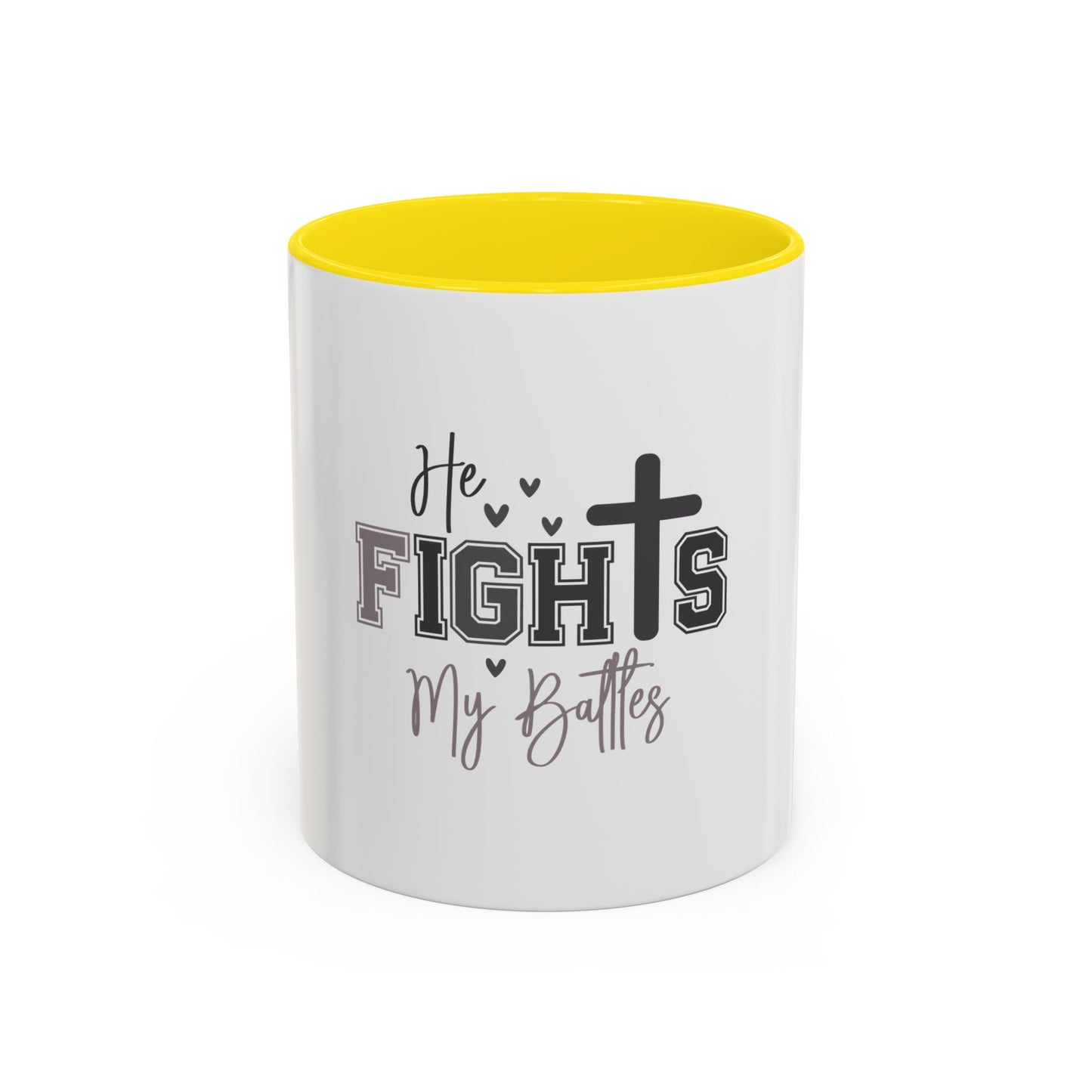 Inspirational Coffee Mug - He Fights My Battles, Motivational Gift for Believers, Faith-Based Home Decor, Christian Drinkware, [...]