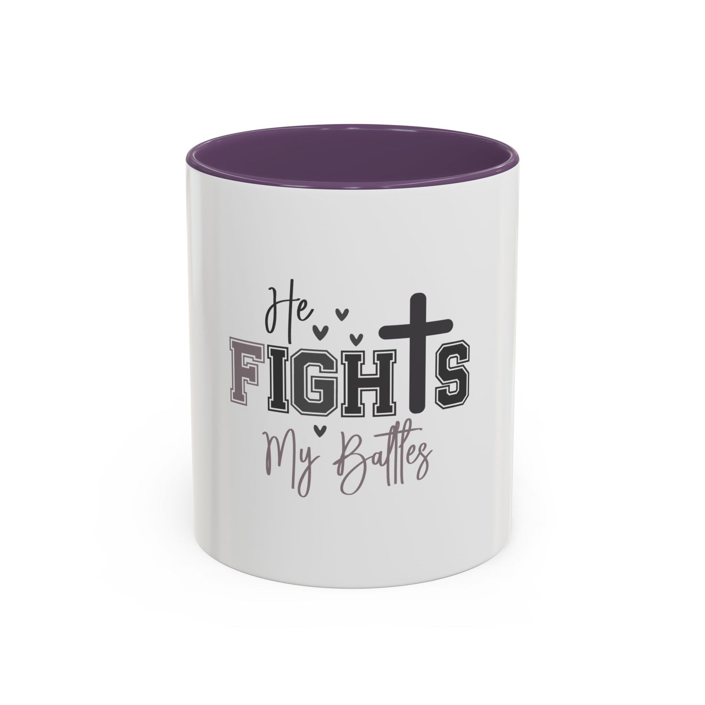 Inspirational Coffee Mug - He Fights My Battles, Motivational Gift for Believers, Faith-Based Home Decor, Christian Drinkware, [...]