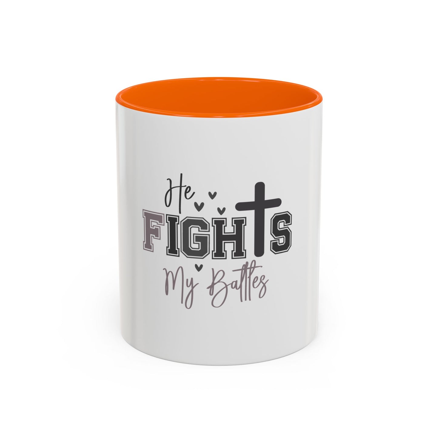 Inspirational Coffee Mug - He Fights My Battles, Motivational Gift for Believers, Faith-Based Home Decor, Christian Drinkware, [...]