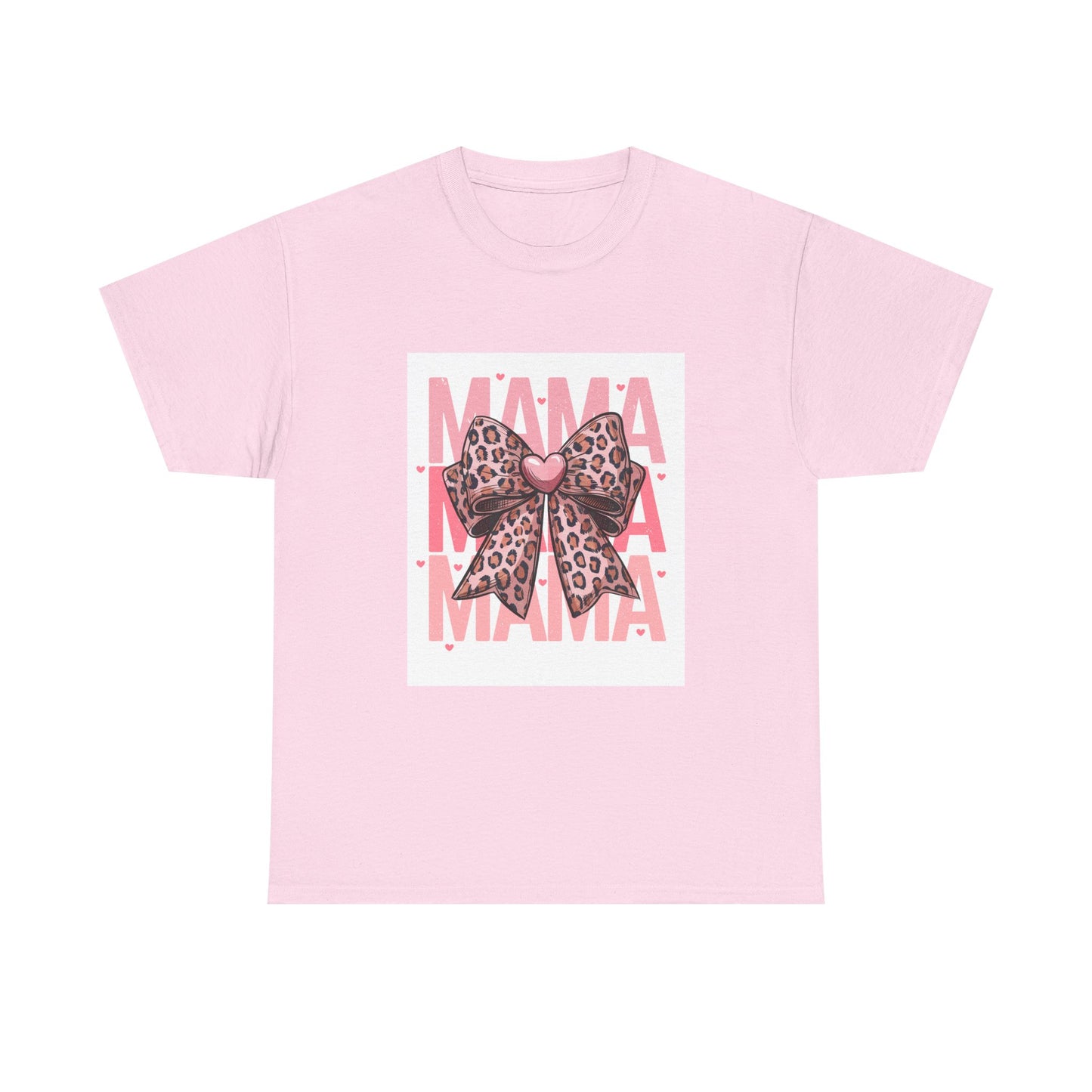 Leopard Bow Mama Tee - Stylish Unisex Heavy Cotton T-Shirt for Moms