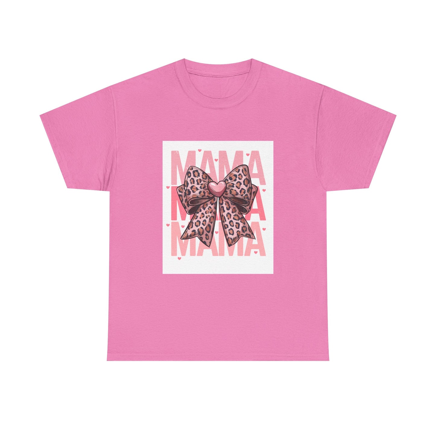 Leopard Bow Mama Tee - Stylish Unisex Heavy Cotton T-Shirt for Moms